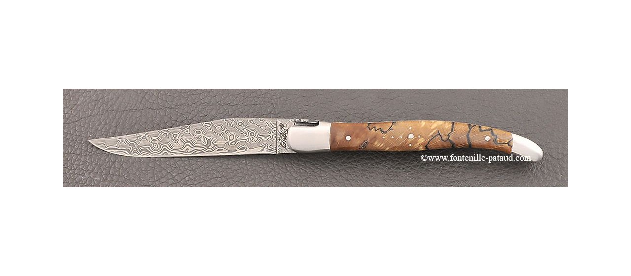 Damascus laguiole and beech handle