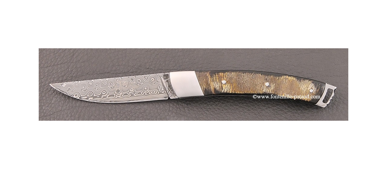 Le Thiers® Nature Damascus Buffalo bark knife
