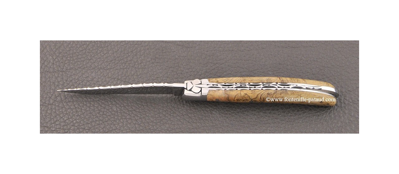 Laguiole le Pocket guilloché en loupe de teck