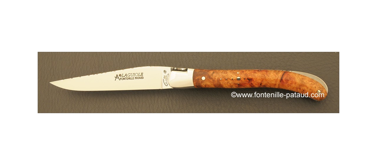 Laguiole Knife Le Pocket Guilloche Range Stabilized poplar burl