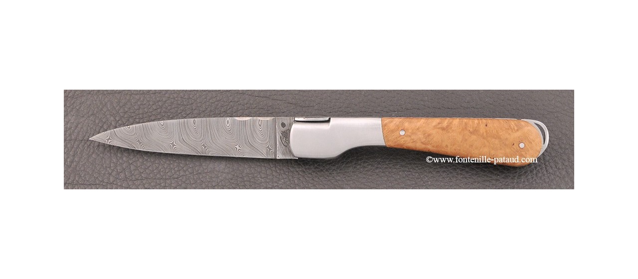 Corsican knife damascus blade and briar root handle