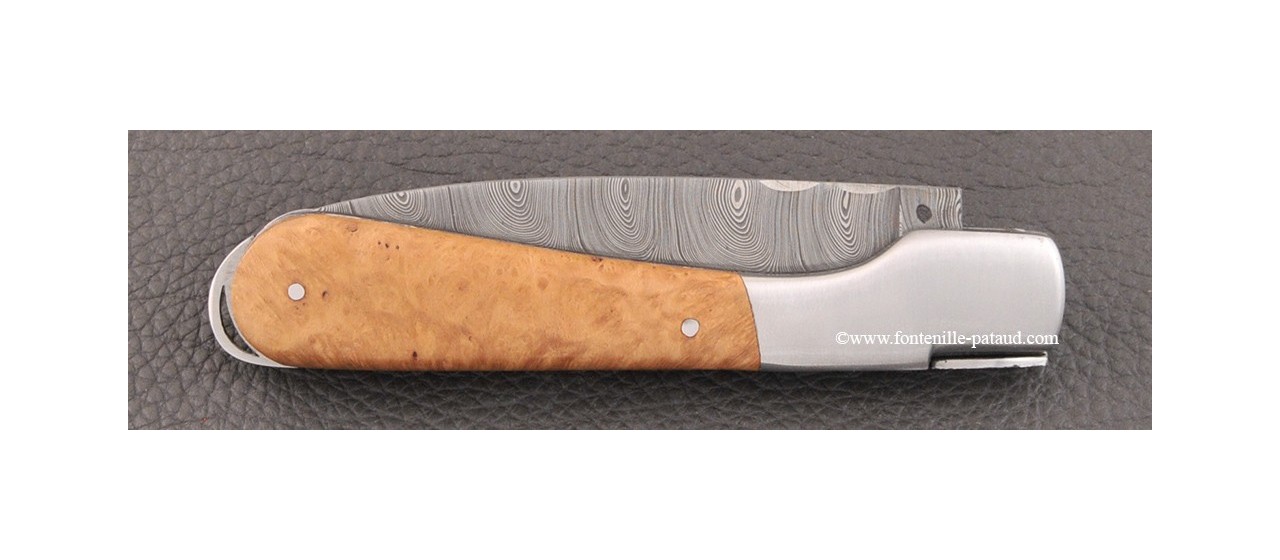 Corsican knife damascus blade and briar root handle