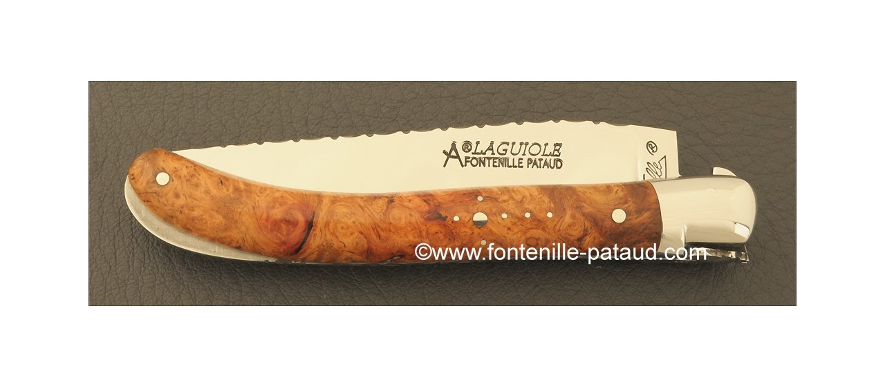 Laguiole Knife Le Pocket Guilloche Range Stabilized poplar burl