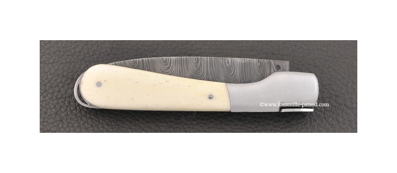Corsican knife damascus blade and real cow bone handle