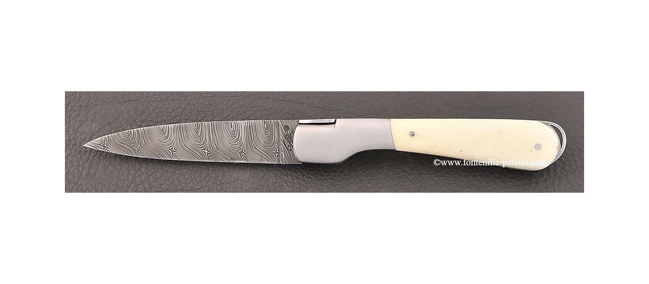 Corsican knife damascus blade and real cow bone handle