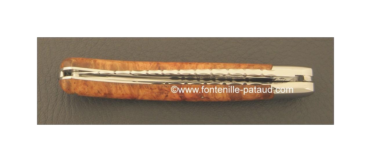 Laguiole Knife Le Pocket Guilloche Range Stabilized poplar burl