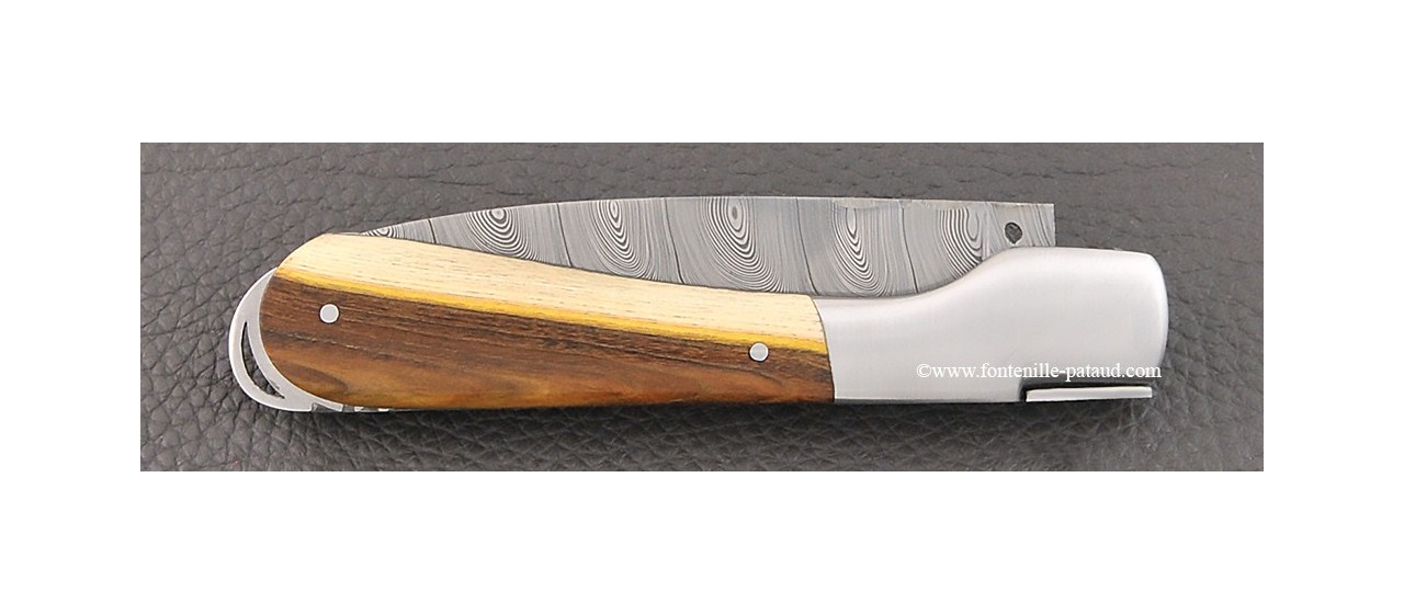 Corsican knife damascus blade and real pistachio wood handle