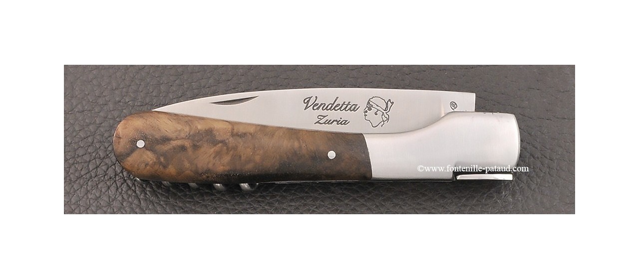 Couteau Vendetta Corse Traditionnelle avec tire-bouchon Noyer