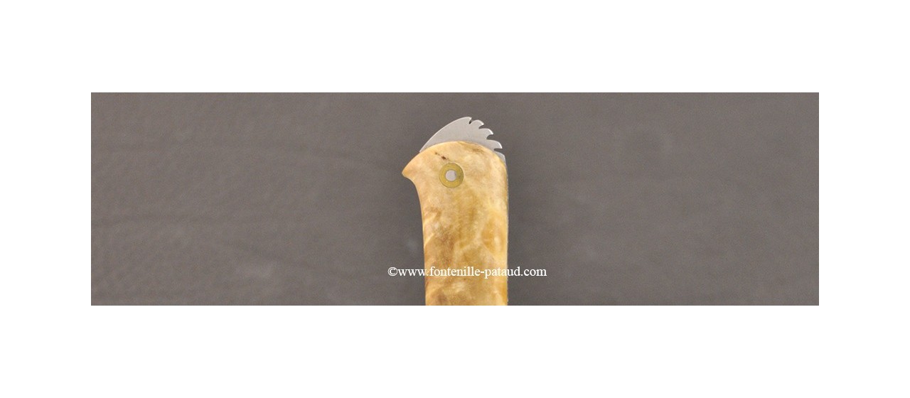 5 Coqs knife damascus range Stabilized poplar burl