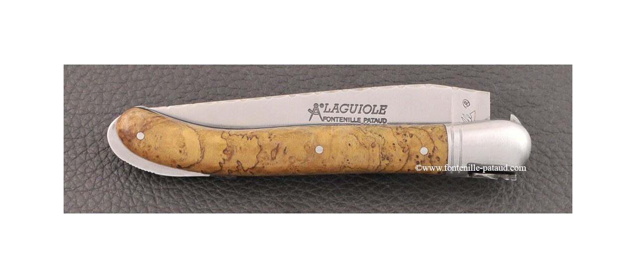 Guilloché range Laguiole knife with teal hande