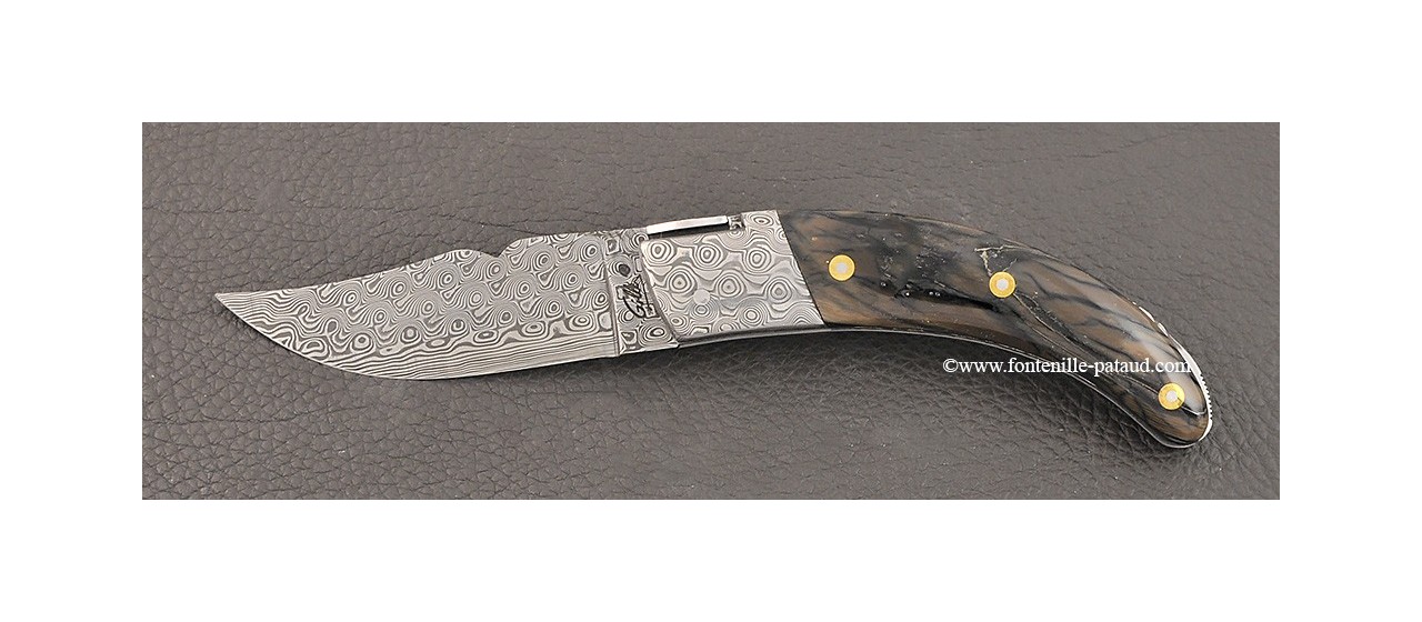 Corsican Rondinara Guilloché knife damascus range mammoth pulp