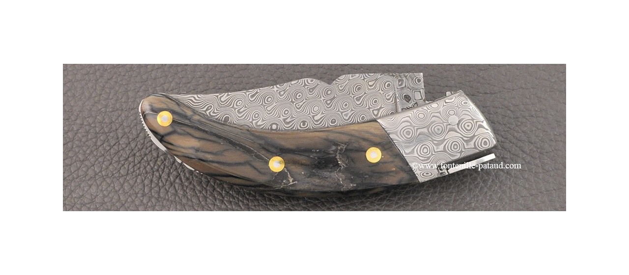 Corsican Rondinara Guilloché knife damascus range mammoth pulp