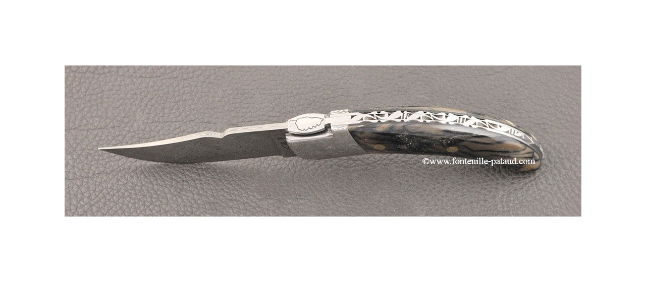 Corsican Rondinara Guilloché knife damascus range mammoth pulp