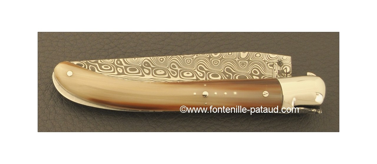 Laguiole Knife Le Pocket Damascus Range Horn tip