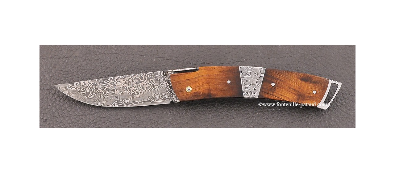 Le Thiers ® Gentleman knife Damascus Central bolster Ironwood delicate filework