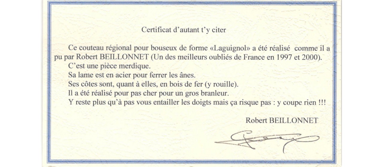 Laguiole 13 cm Damas Bois de fer, Robert Beillonnet