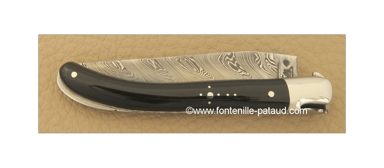 Laguiole Knife Le Pocket Damascus Range Buffalo Horn tip