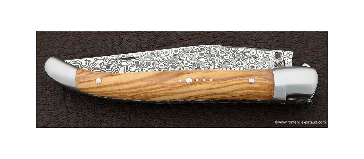 Laguiole Knife Traditional 11 cm Damascus Range Olivewood