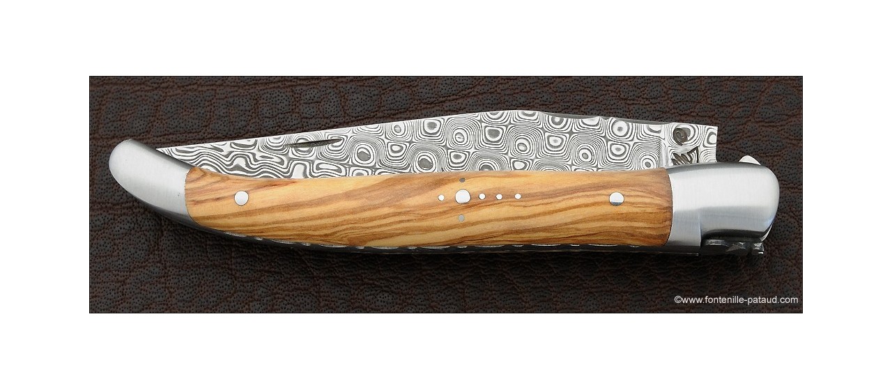 Couteau Laguiole Traditionnel 11 cm Damas Olivier