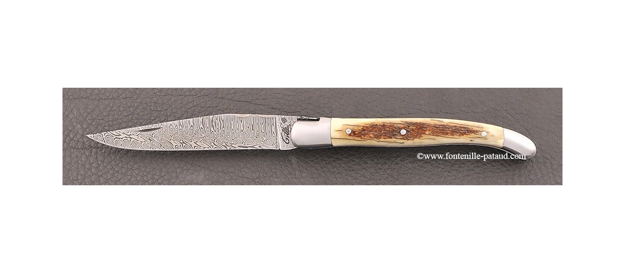 Laguiole Knife Traditional 11 cm Damascus Range brown mammoth