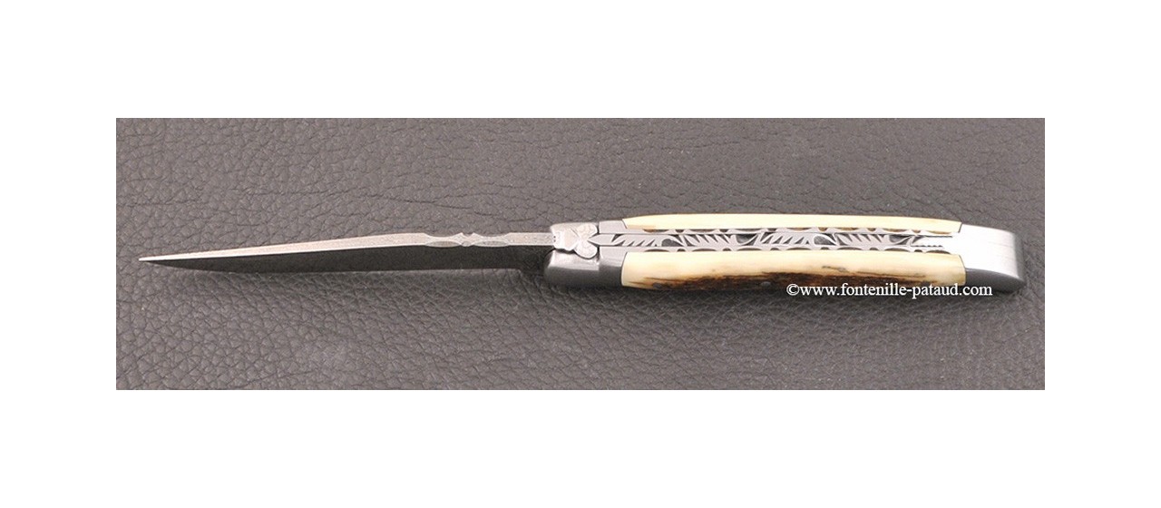 Couteau Laguiole Traditionnel 11 cm Damas mammouth brun