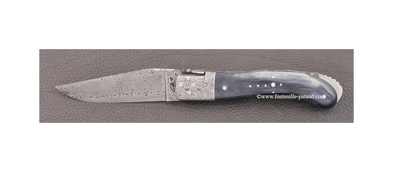 Laguiole Knife Sport Damascus Range Grey giraffe bone