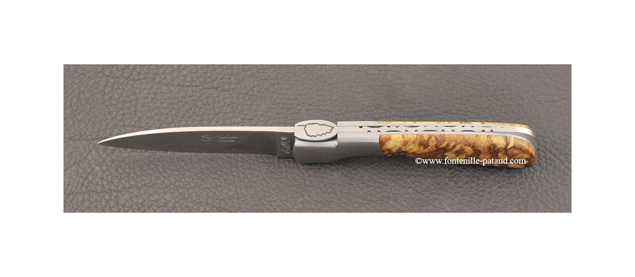 Couteau Pialincu Corse Classique Hêtre stabilisé debout
