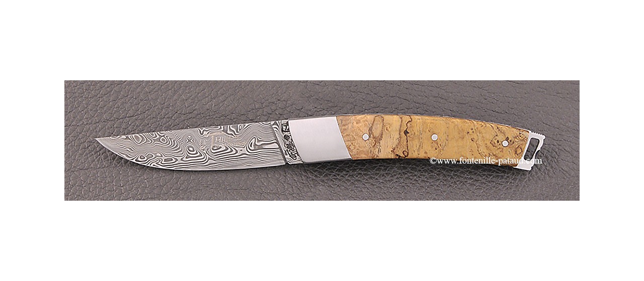 Le Thiers® Nature knife Damascus Teak burl handle