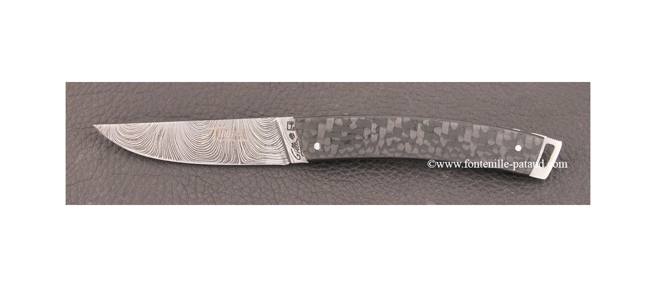 Le Thiers® Nature knife Damascus carbon fiber