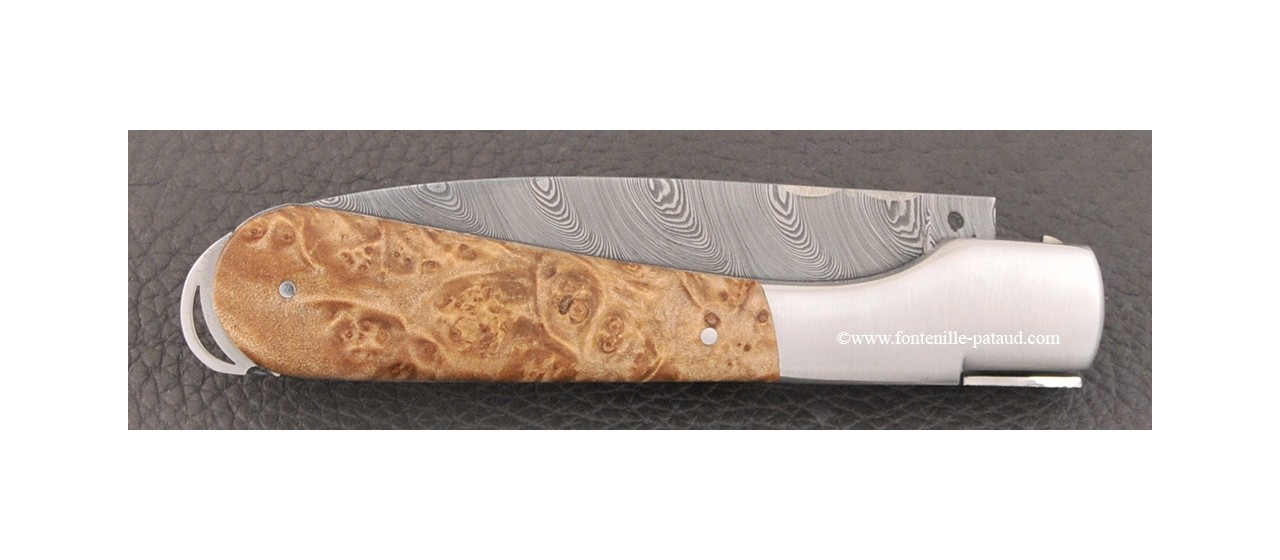 Corsican Sperone "Guilloché" Damascus Range Stabilized Linden burl