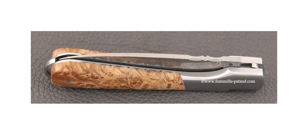 Corsican Sperone "Guilloché" Damascus Range Stabilized Linden burl