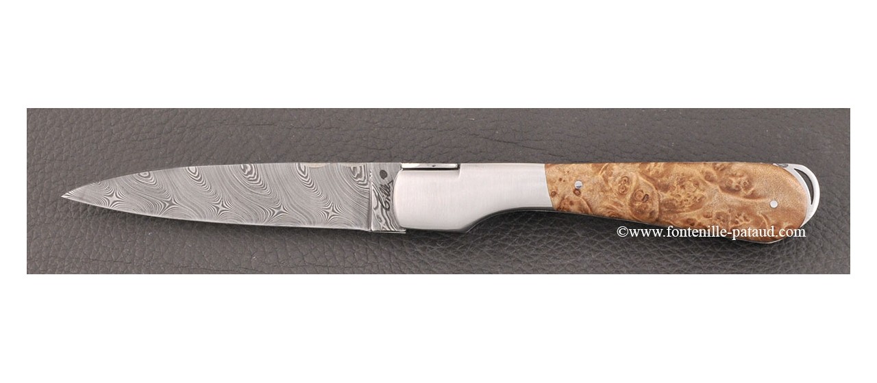 Corsican Sperone "Guilloché" Damascus Range Stabilized Linden burl