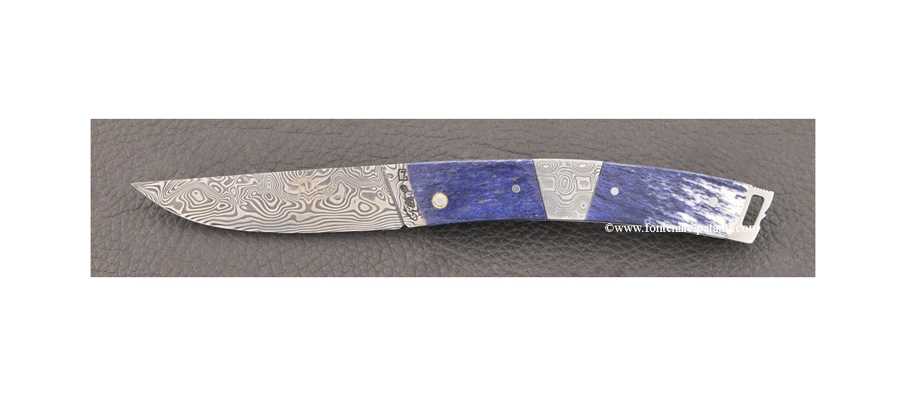 Le Thiers® Nature knife Damascus giraffe bone handle and central bolster