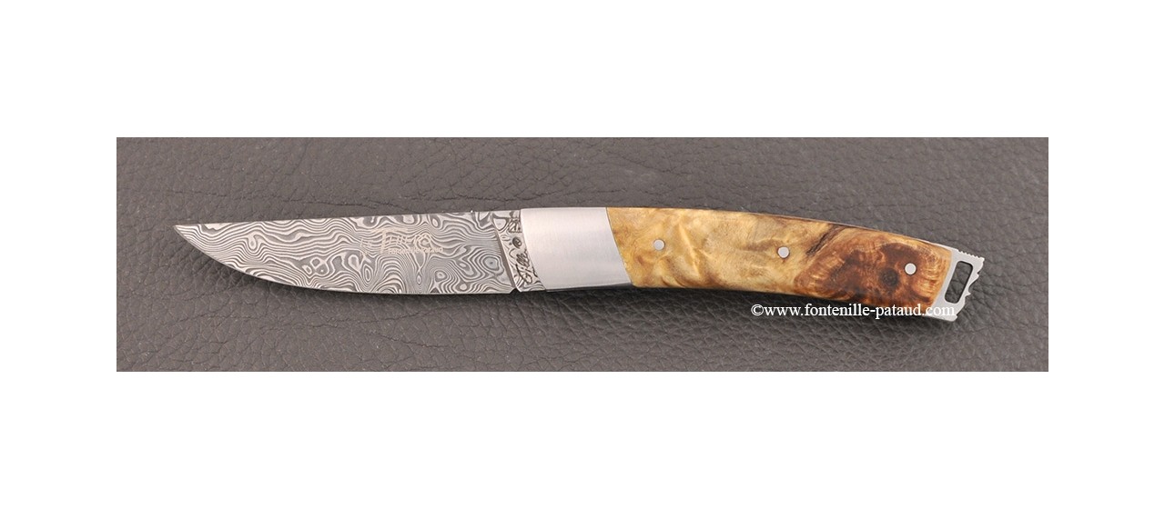 Le Thiers® Nature knife Damascus poplar burl handle