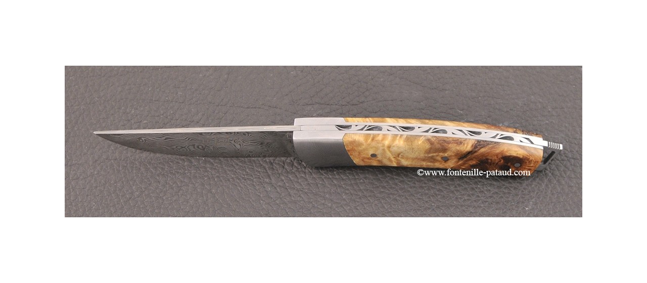 Le Thiers® Nature knife Damascus poplar burl handle