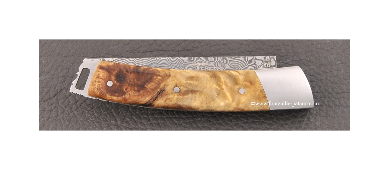 Le Thiers® Nature knife Damascus poplar burl handle