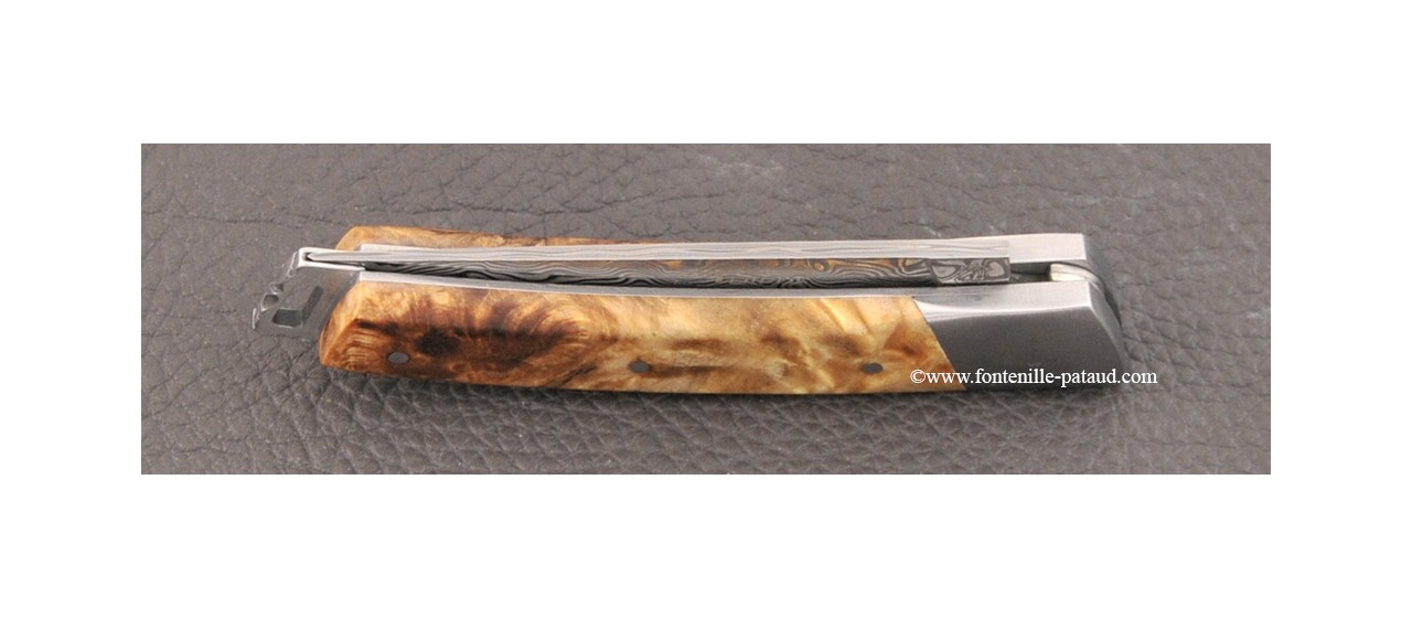 Le Thiers® Nature knife Damascus poplar burl handle