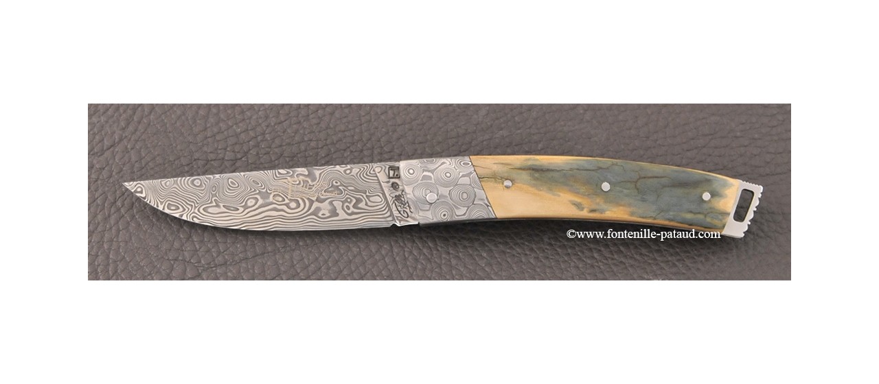 Le Thiers® Nature knife Damascus blue mammoth ivory