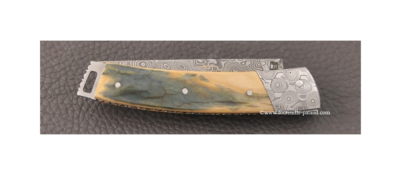 Le Thiers® Nature knife Damascus blue mammoth ivory