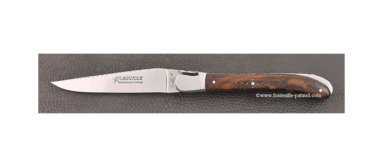 Guilloché range Laguiole knife with ironwood