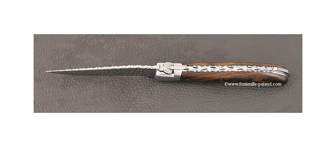 Guilloché range Laguiole knife with ironwood