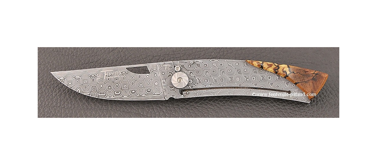 Le Thiers Knife Damascus Range Stabilized beech