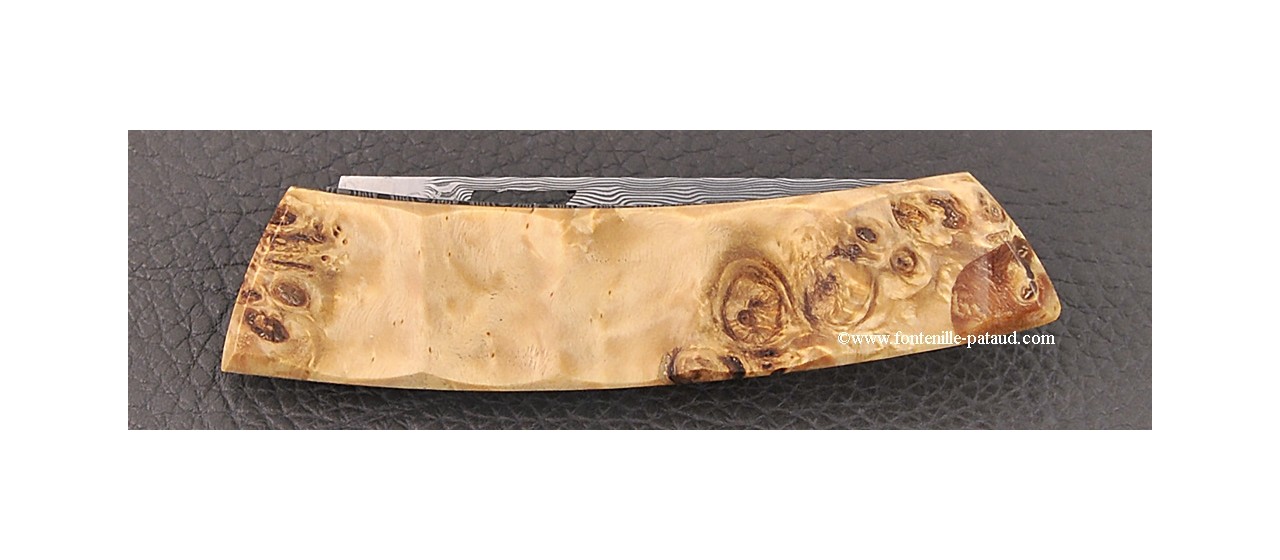 Le Thiers Knife Damascus Range Stabilized poplar burl