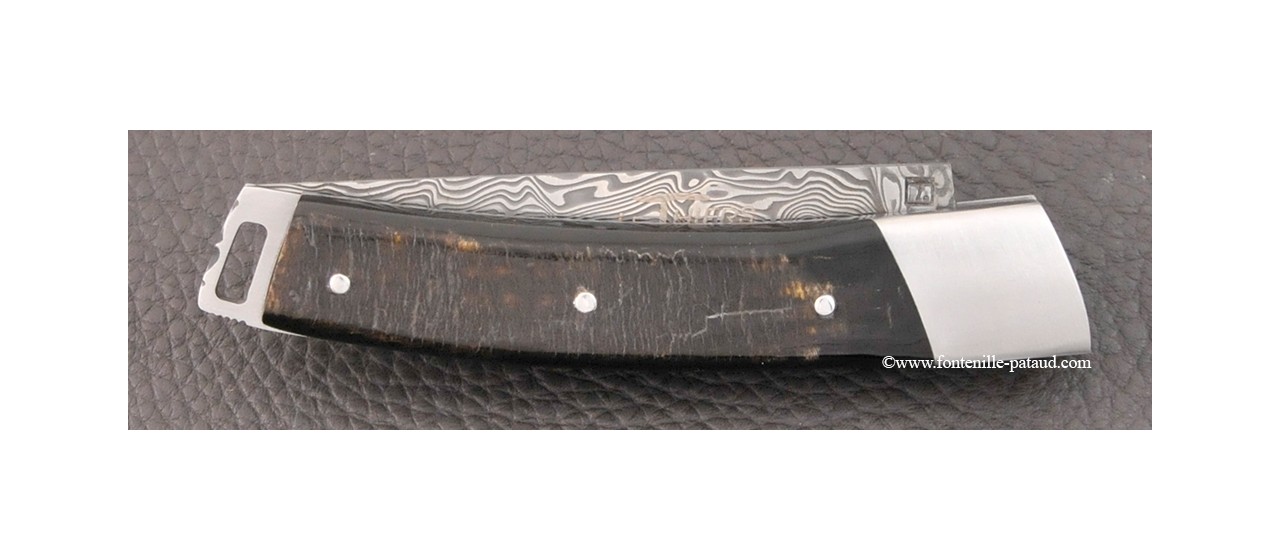 Le Thiers® Nature knife Damascus real buffalo bark handle