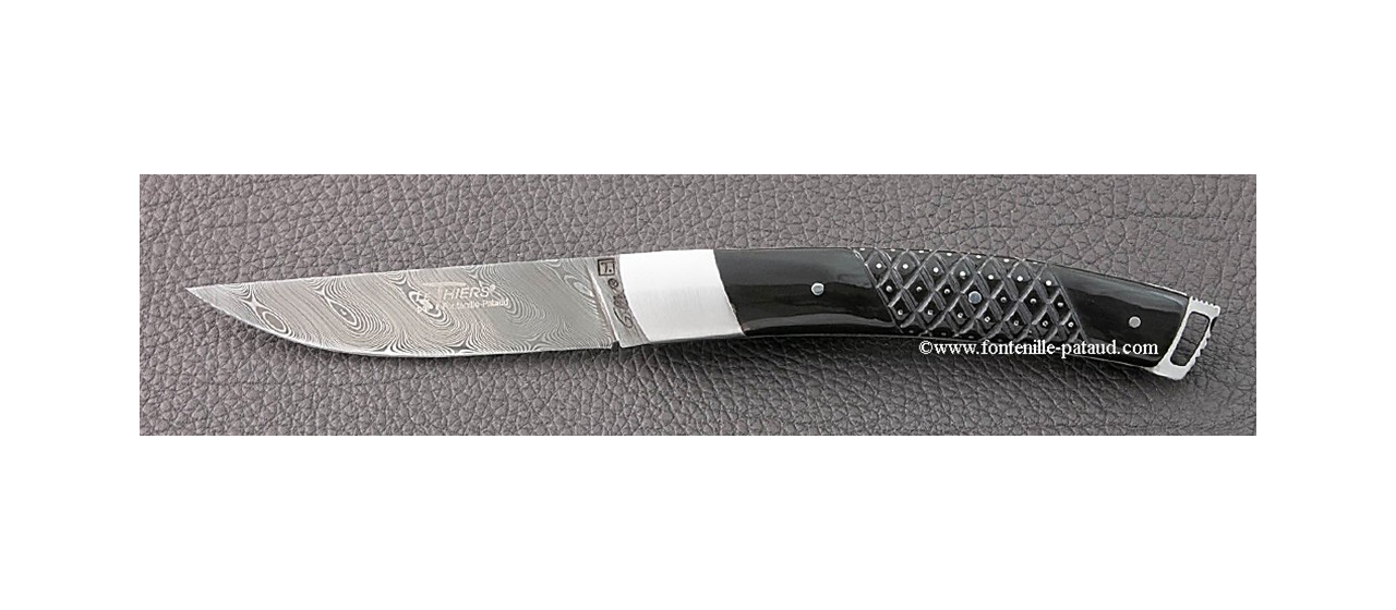 Le Thiers® Nature Damascus Buffalo black horn tip