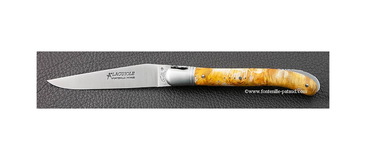 Laguiole knife by Gilles golden mapple burl