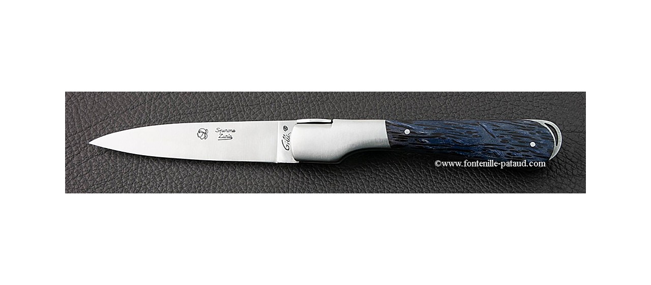 Corsican Sperone knife Classic Range Stabilized blue palm tree