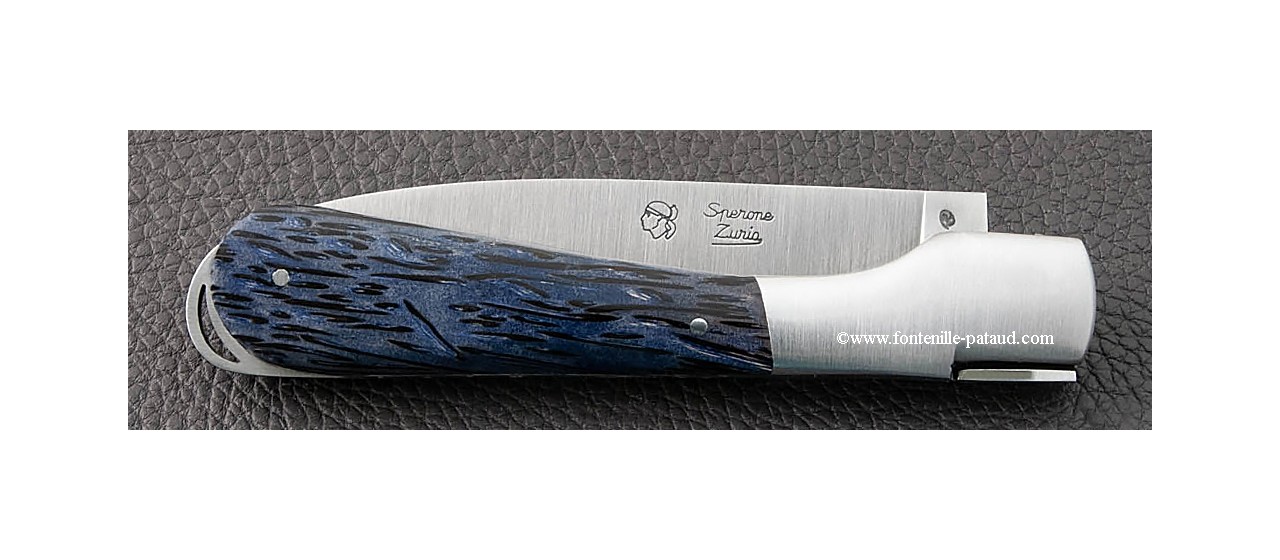 Corsican Sperone knife Classic Range Stabilized blue palm tree