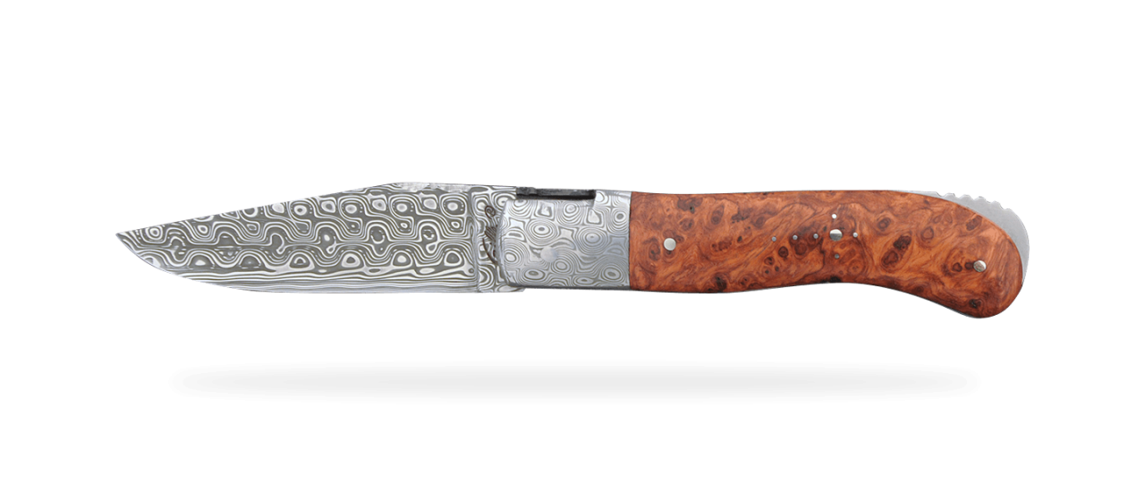 Laguiole Gentleman Rose Damascus Range Stabilized poplar burl