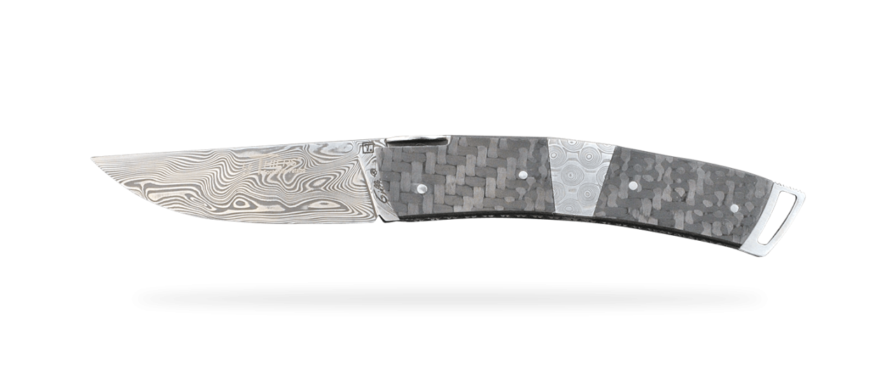 Le Thiers® Gentleman Damascus Central bolster Carbon fiber, Delicate filework